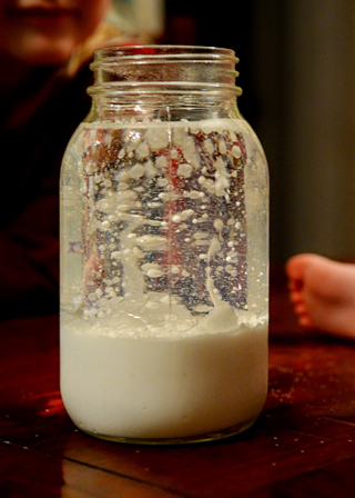 making a snowstorm in a jar